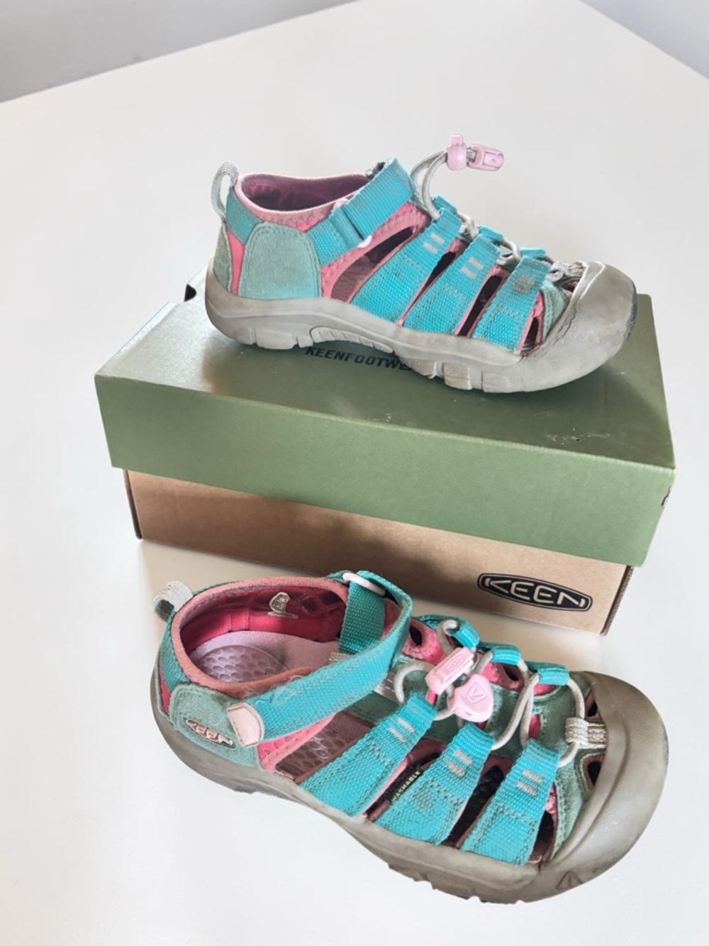 KEEN Kids Sandals Size 13 Teal Pink Water Shoes Outdoor